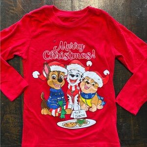 Paw patrol Festive Red Long Sleeve Christmas Tee for Kids